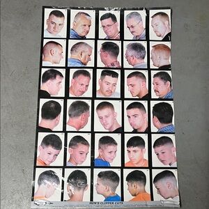 🔥MENS BARBER SHOP CLIPPER CUTS POSTER LAMINATED